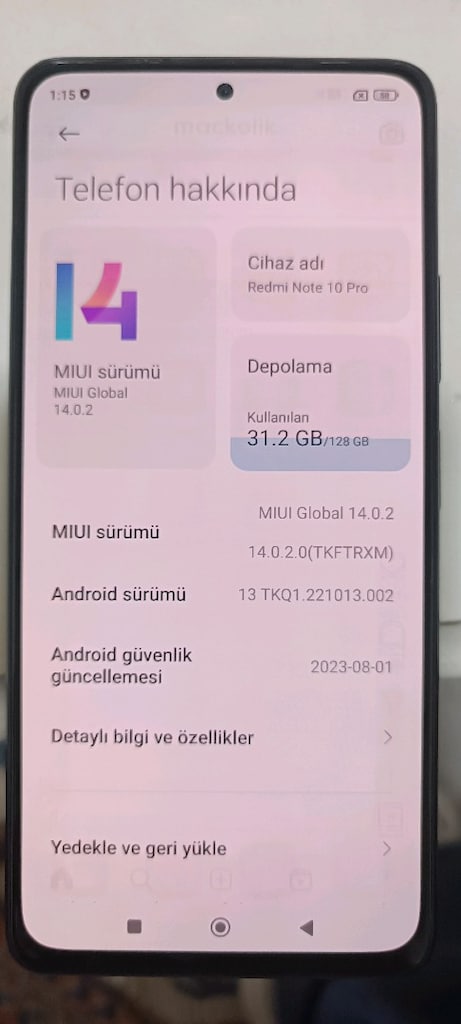 redmi not 10 128 gb ram 8+3 GB - 2