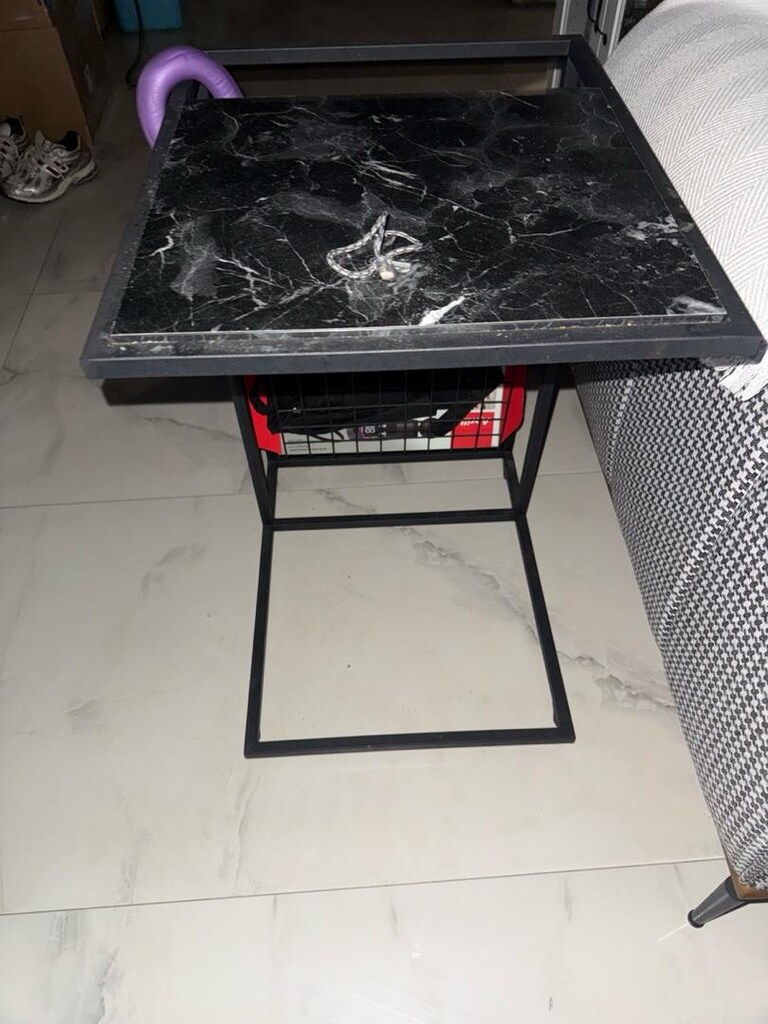 2 li metal sehpa ve mermer görünümlü yan sehpa - 4