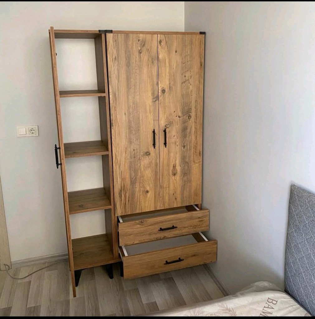 **ATLANTİK ÇAM** ÜCRETSİZ KURULUM KAPIDA ÖDEME GARDROP ELBİSE DOLABI - 2