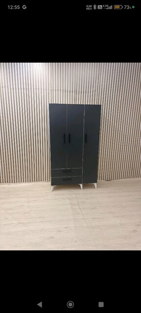 3 kapakli elbise dolabı g Gardrop beaz antrasit dee2