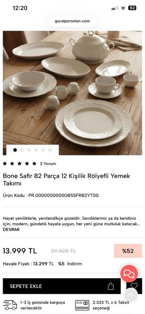 güral porselen 84 parça yemek takımı - 14