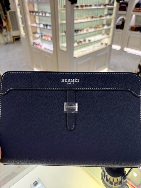 Hermès Lacivert Hakiki Deri El Çantası