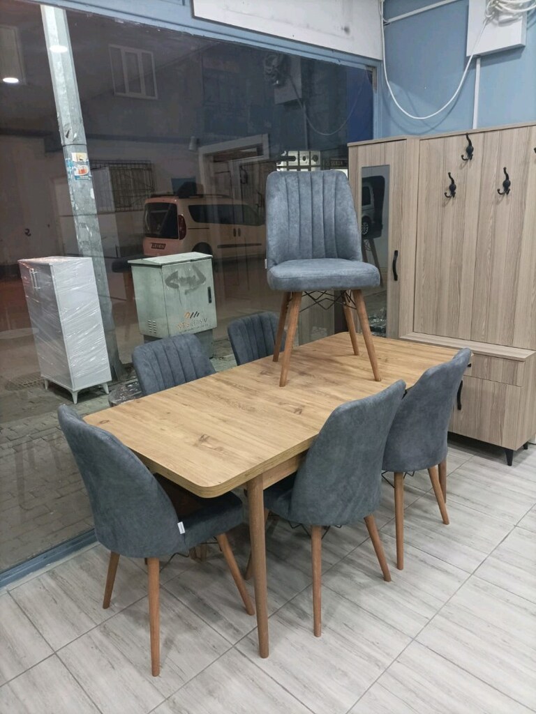 Kelebek Yemek Masası ve 6 Sandalye Takımı, Mutfak Masası Takımı SIFIR