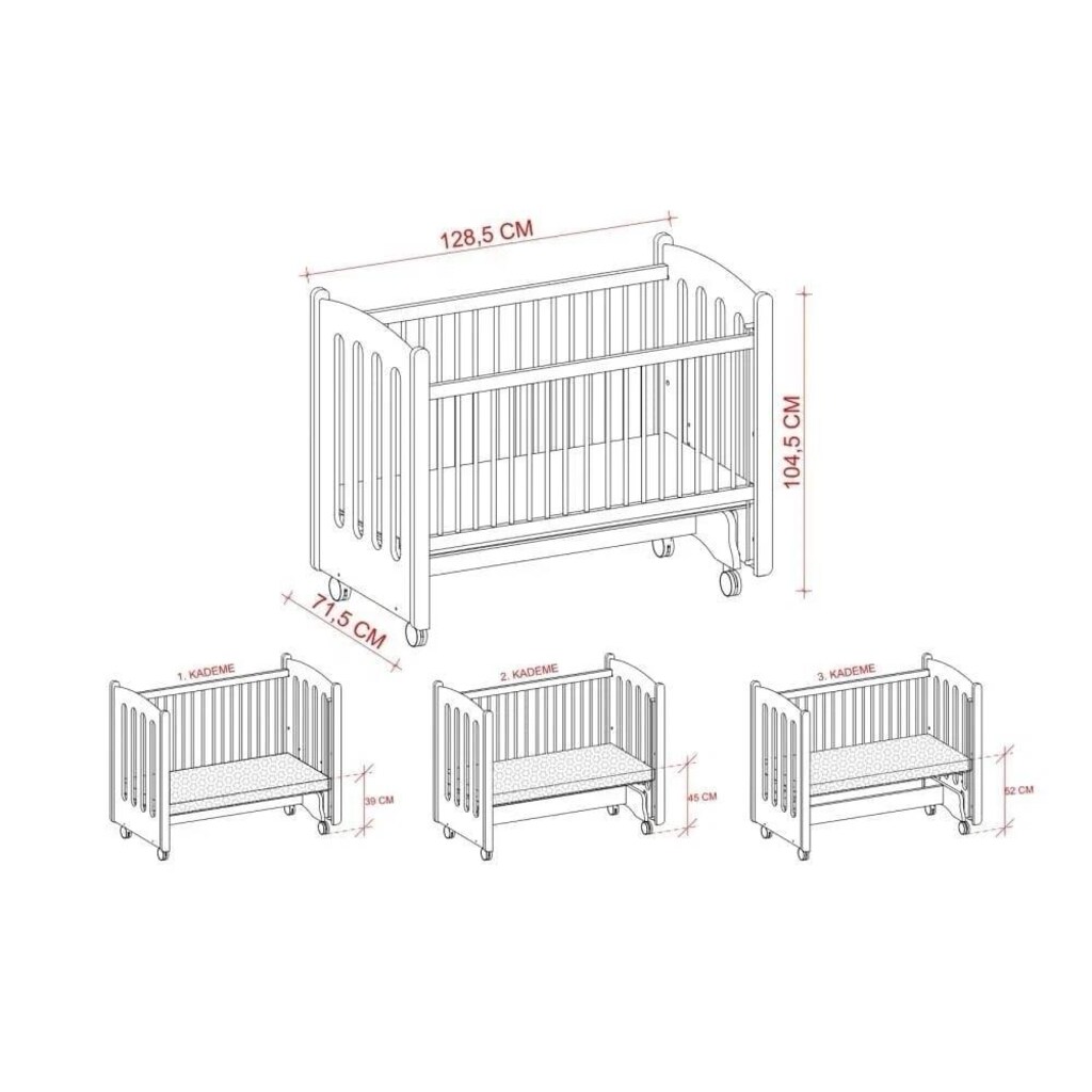 MeltemKids Mia Anne Yanı Ahşap Sallanır Beşik - 10