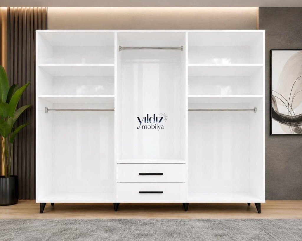 6 kapılı Gardolap mdf gardırop yatak odası dolap - 2