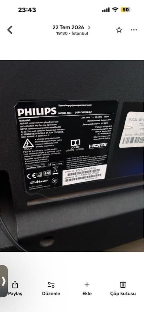 Philips 50” 4K UHD Smart TV – 3 Taraflı Ambilight - 3