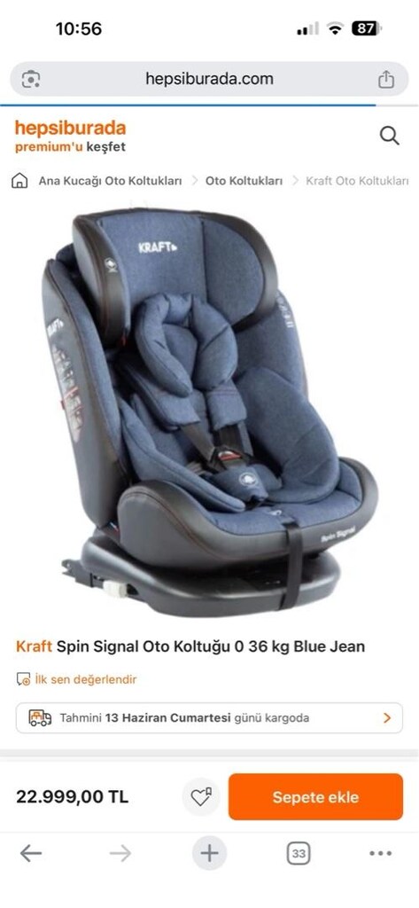 Kraft Spin Signal Oto Koltuğu 0 36 kg Blue Jean - 6