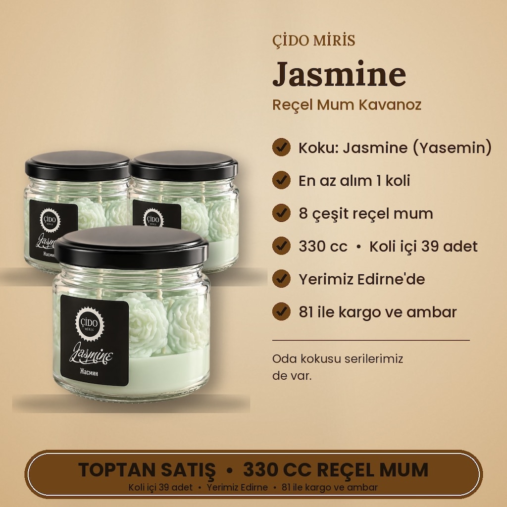 ÇİDO MİRİS DEKORATİF REÇEL MUM JASMINE TOPTAN FİYAT - 2