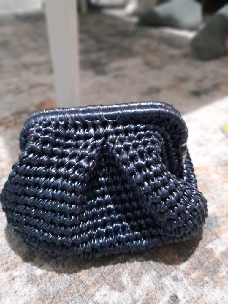 rafya ipten çantaEl Örgüsü Burs Kapamalı Rafya İp Clutch Çanta - 11