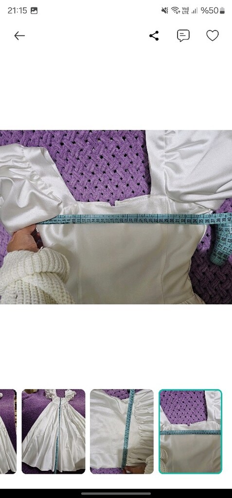 Beyaz saten nişan nikah elbisesi - 7