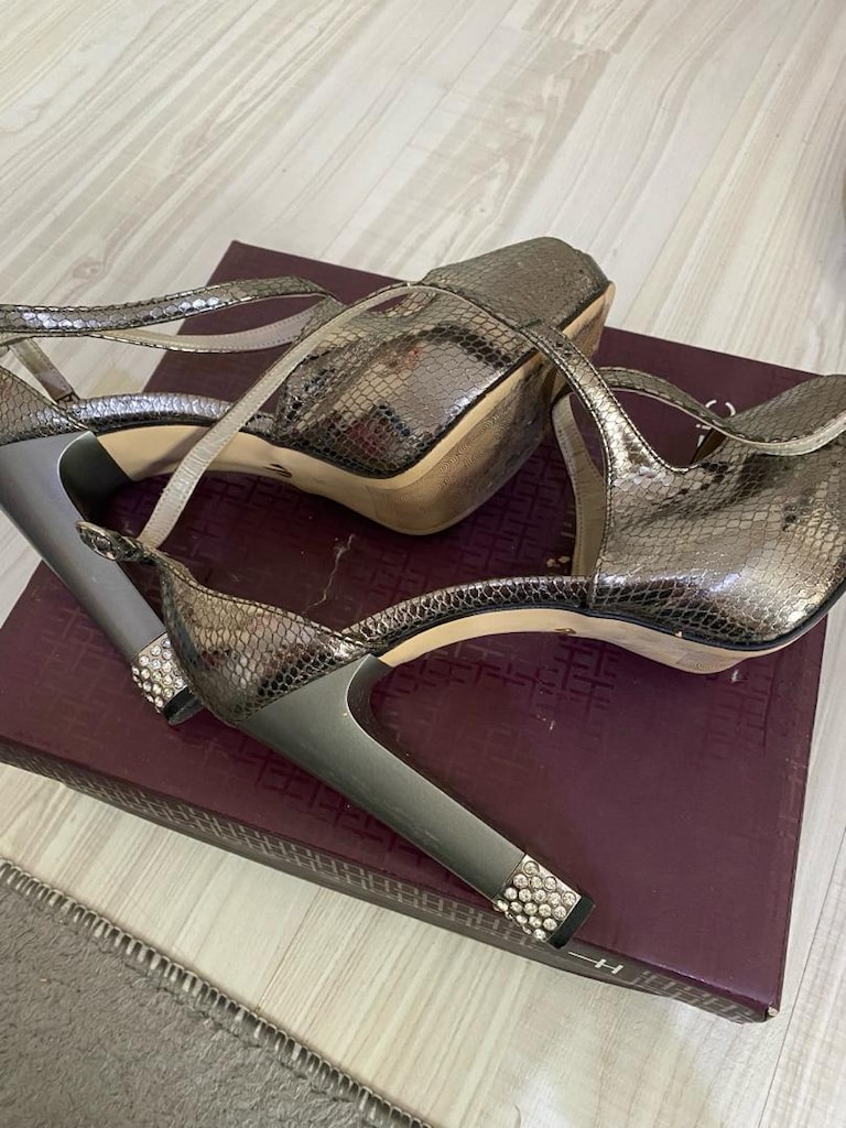 Marcatelli Gümüş Stiletto Ayakkabı Zarif 39 Numara Topuklu - 4