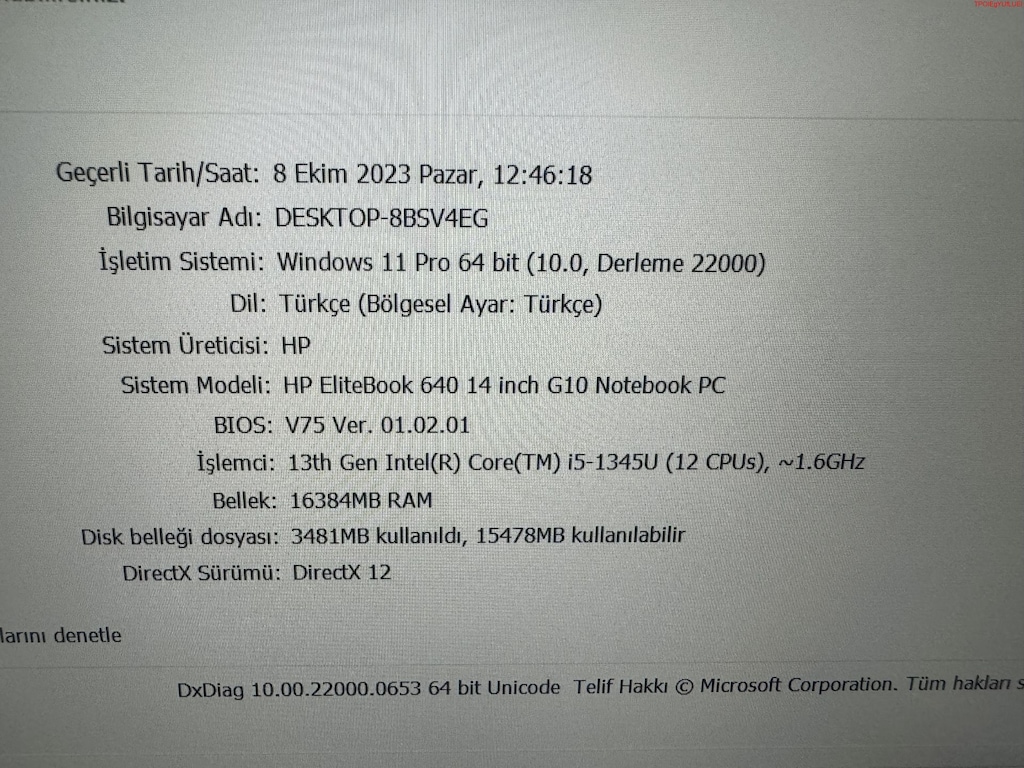 HP İ5 13. NESİL 16 GB RAM 256 M2SSD - 7