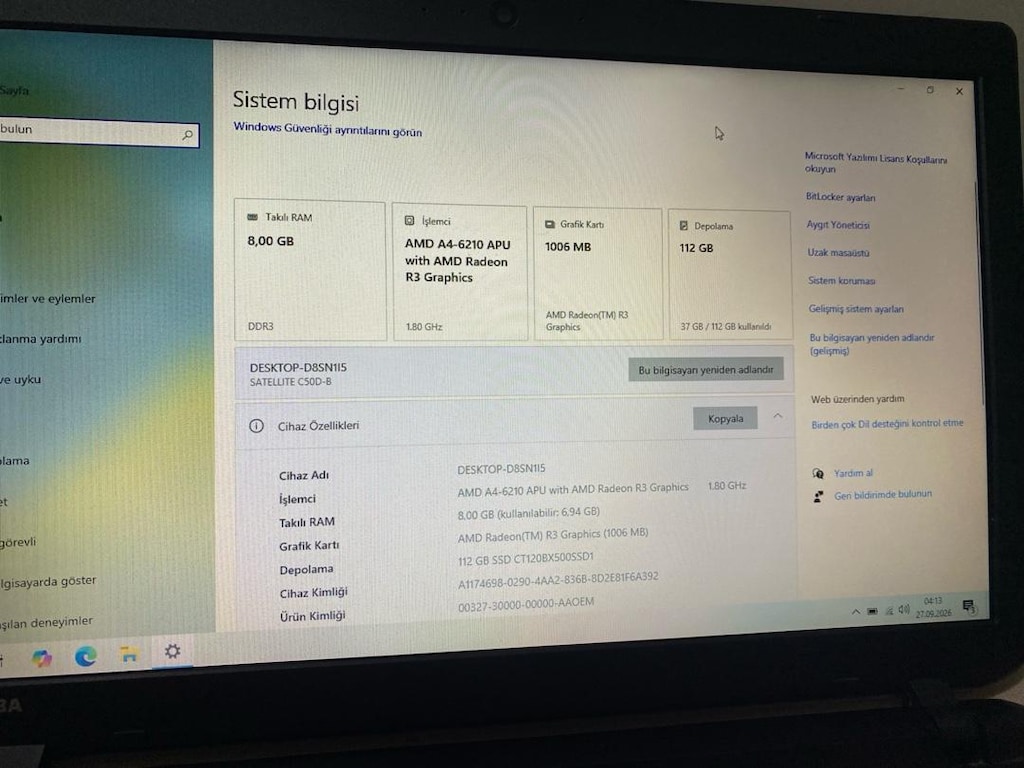 Toshiba Satellite C50 AMD A4 laptop sorunsuz - 2