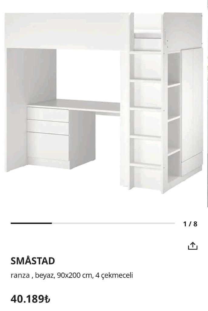 Acil satılık Ikea ranza masa dolap seti - 7