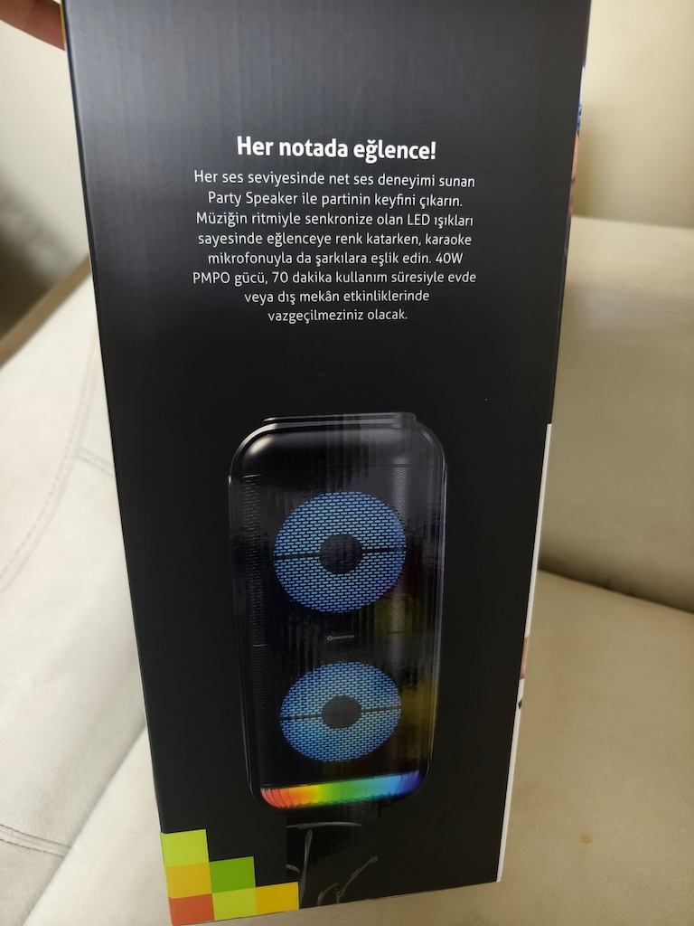 büyük bluetooth hoparlor kareoke mikrofonlu rgb li - 3