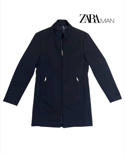 Zara Man Lacivert Uzun Kaban Modern Kesim