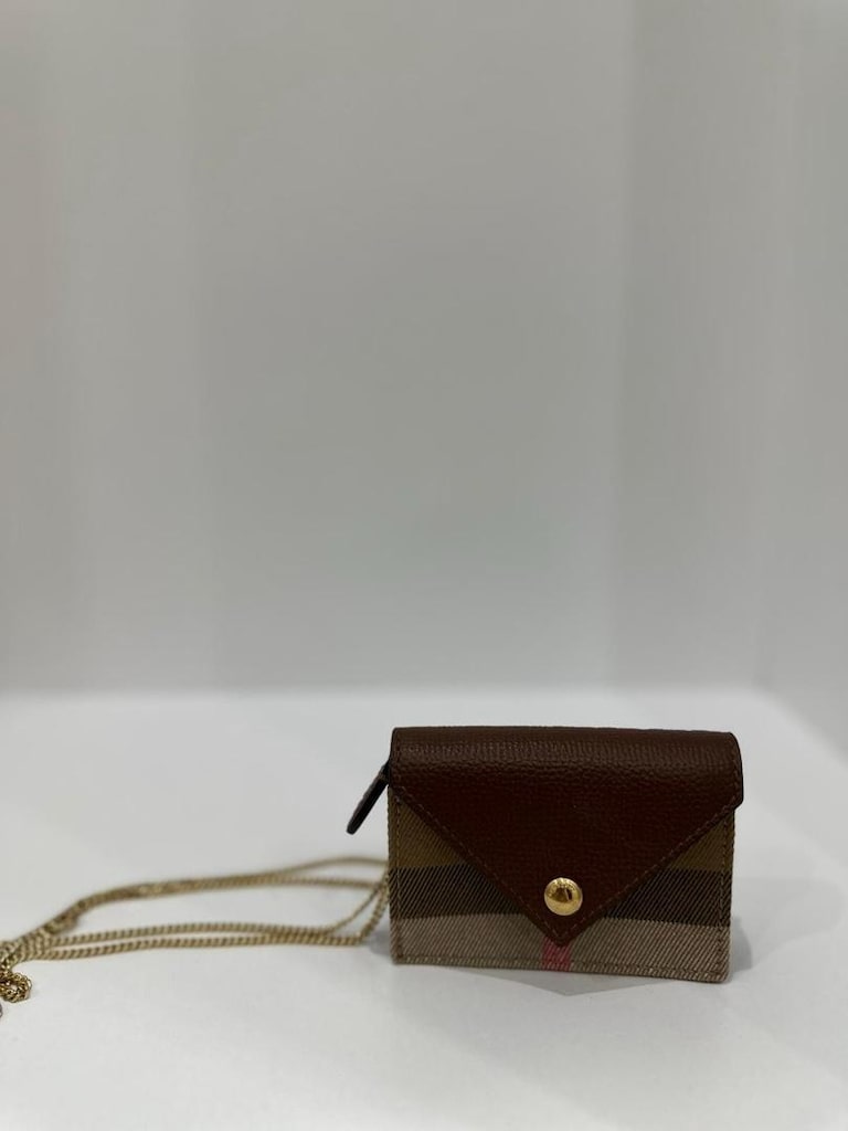 Burberry House Check Jade Card Case on Chain