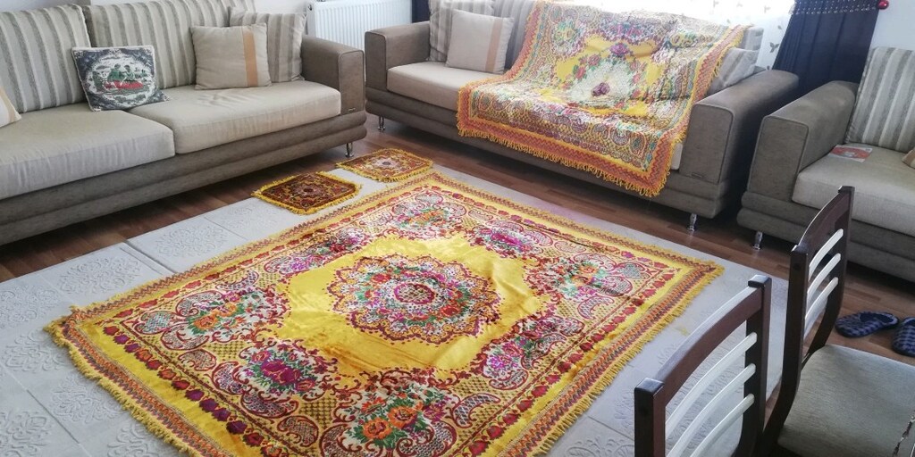 Eskilerden kalma antika yatak örtüsü masa örtüsü 2 adet kırlent - 8