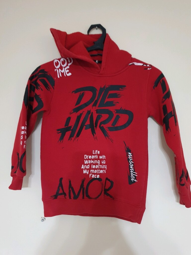 Kırmızı Kapüşonlu Çocuk Sweatshirt - 2