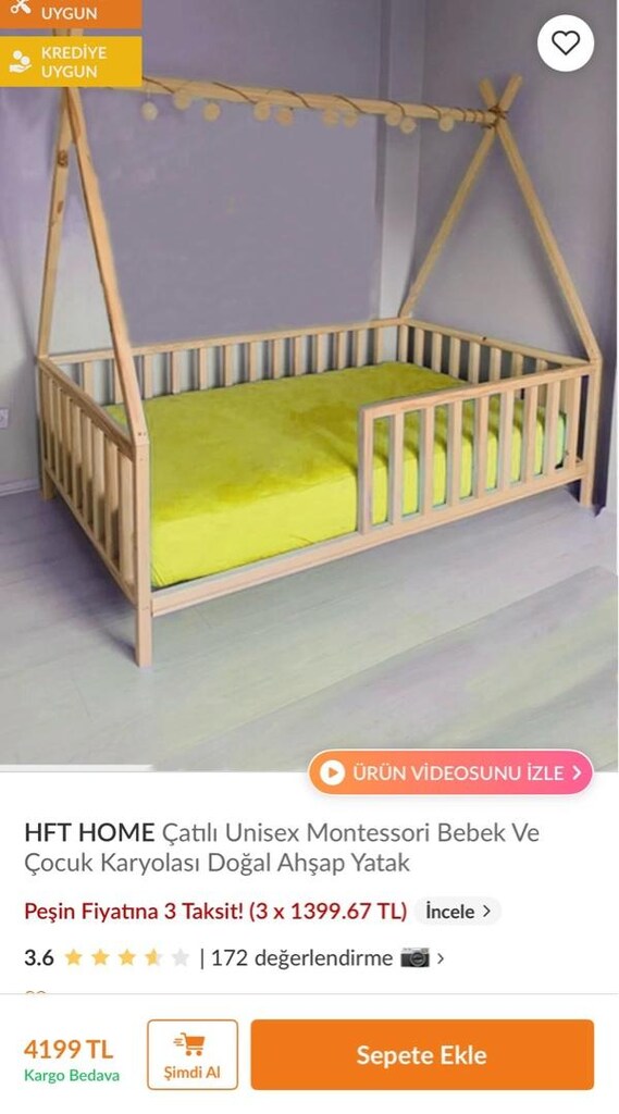 Montessori bebek ve çocuk karyolası - 6