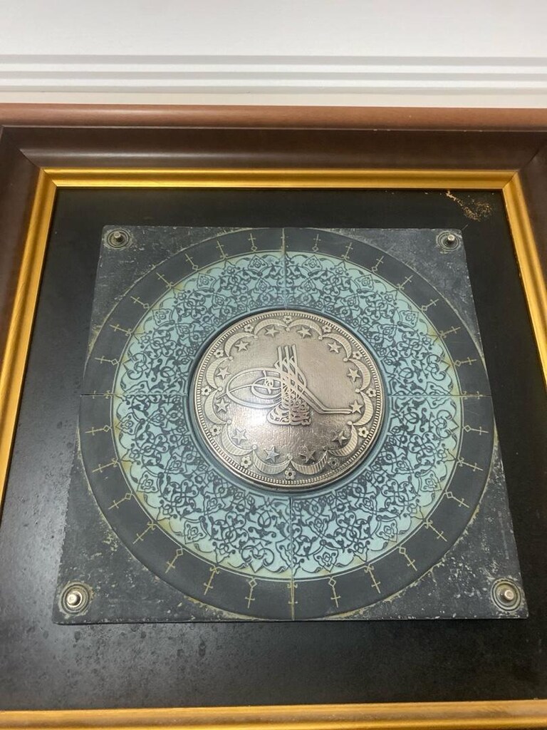 Gümüş Osmanli Tuğrasi Gümüş Granit Taş üzeri işlemeli - 2