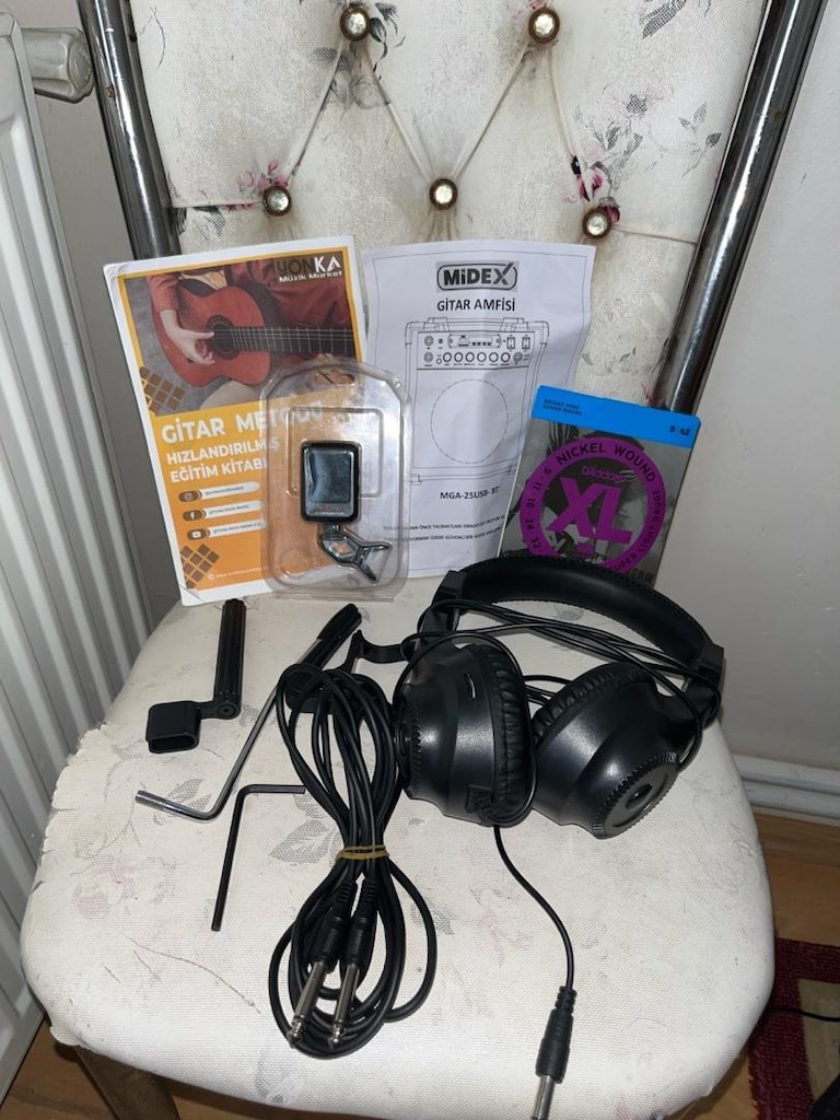 Midex Elektro Gitar Seti – MGA-25USB Amfi + Kulaklık + Stant (Full Set - 3