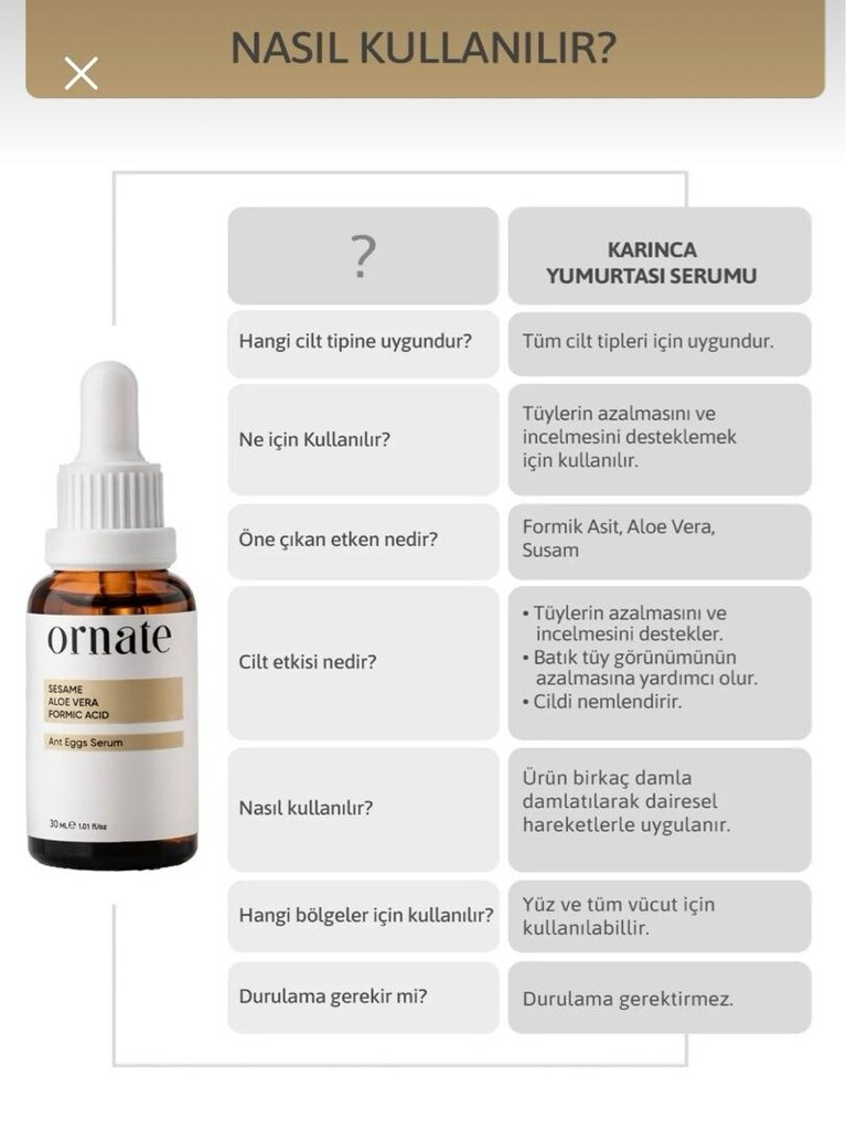 Ornate Karınca Yumurtası Yağlı Tüy Azaltıcı Ve Tüy Serum - 4