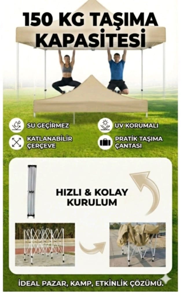 3X3 GAZEBO ÇARDAK KARE PROFİL TEK FİYAT 6000₺ DEPO TESLİM PAZARLIK YOK - 3