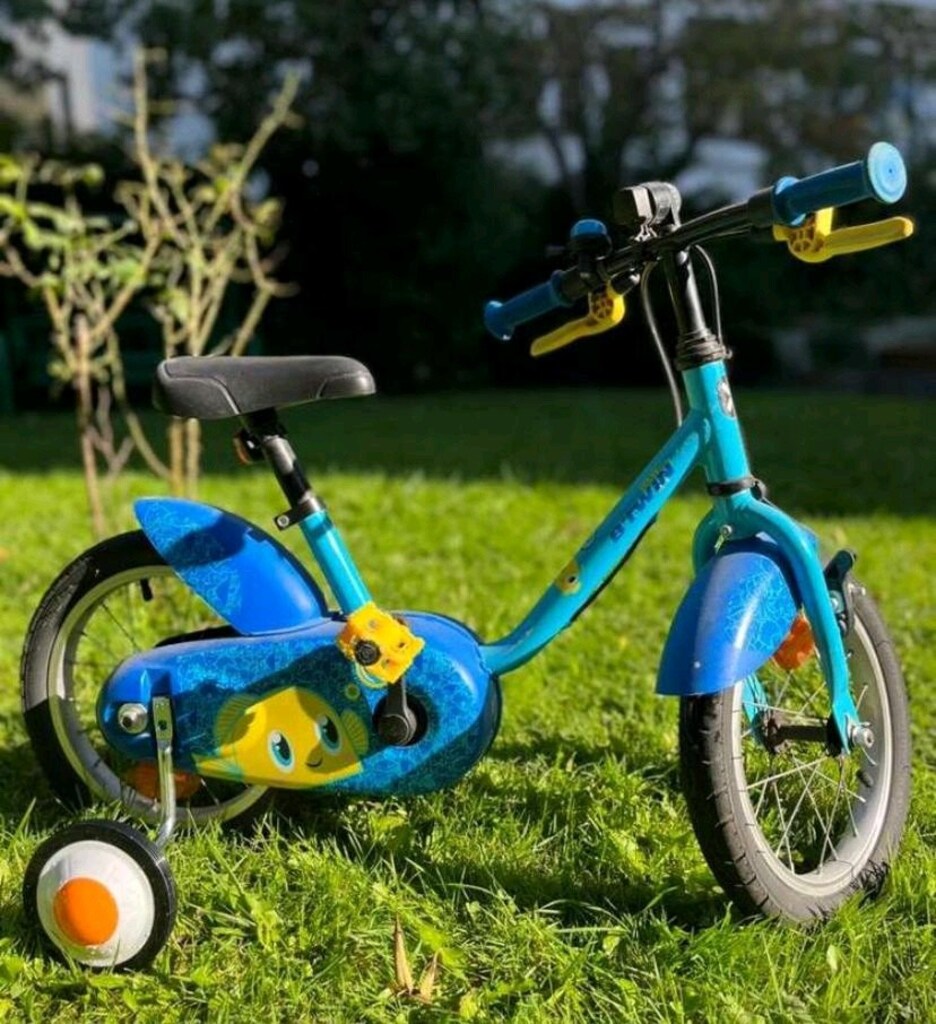 BTWİN 500 Decathlon 14jant balık desenli mavi çocuk bisikleti - 7