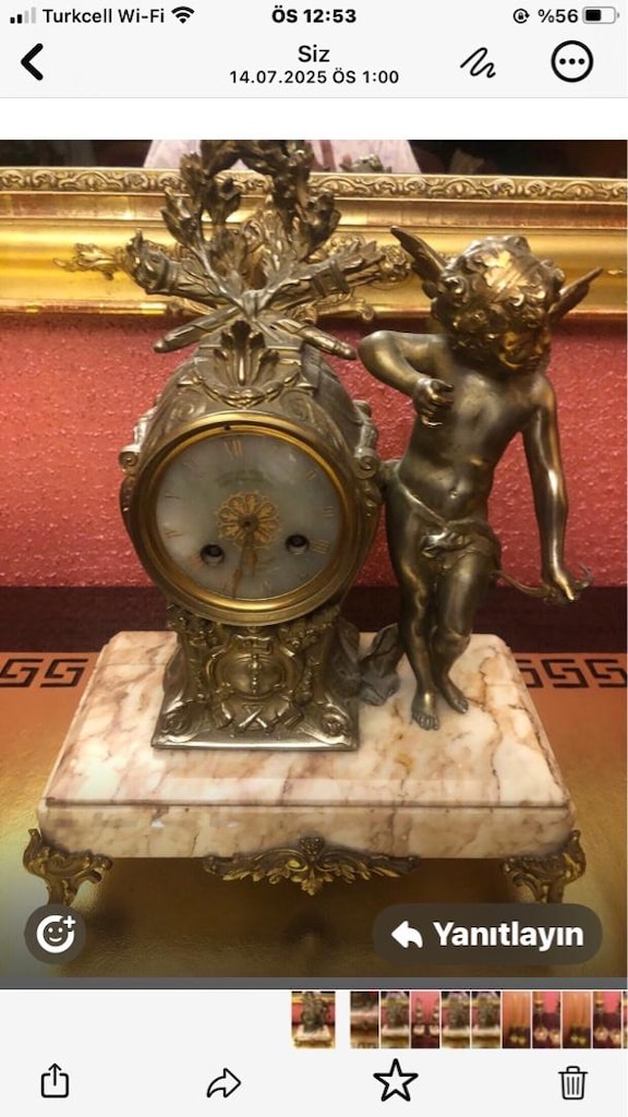 orijinal Napolyon dönemi, bronz şömine saat takımı - 3