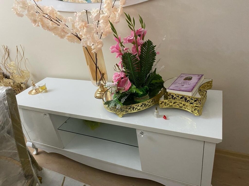 istiklal vitrin gümüşlük ayna tv sehpası - 4