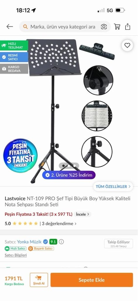 Lastvoice Şef Tipi Nota Standı - 5