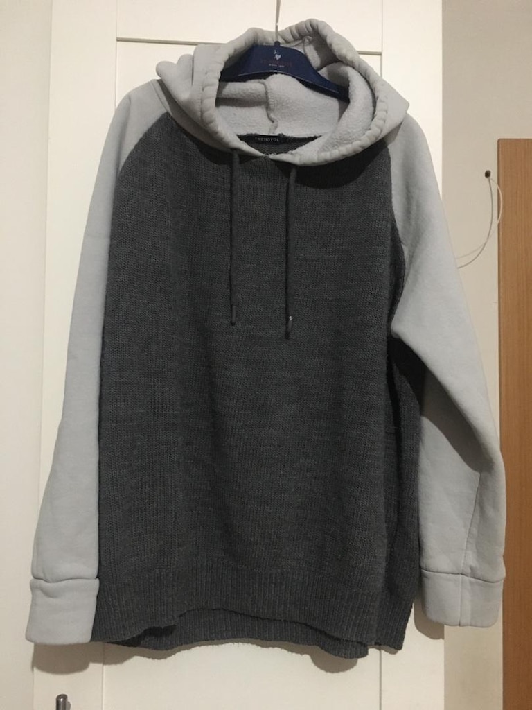 TrendyolMilla Gri Kapüşonlu Sweatshirt m - 6