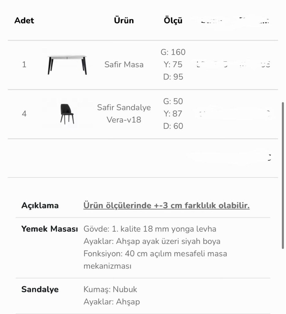 6 Sandalyeli Açılabilir Yemek Masası - 6
