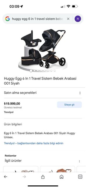 Huggy Egg Travel Sistem Bebek Arabası