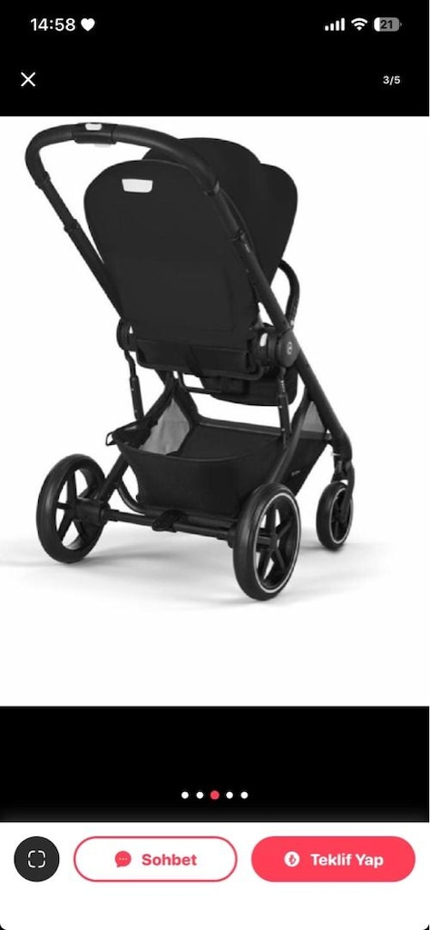 cybex balios s lux black moon black bebek arabası - 3