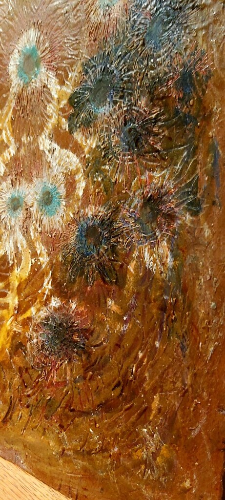 Çerçevelik 33x42cm mukavva üzeri el boyama dokulu karışık teknik tablo - 2