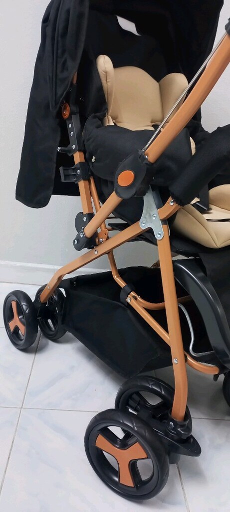 SIFIR SIFIR ÜRÜN Kaliteli keten kumaşlı 8 tekerli iç pedli bebek araba - 8