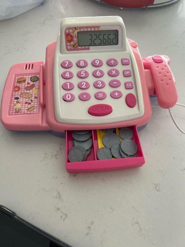 Pembe Yazar Kasa Pilli Sesli Barkod Okuyucu Işıklı Gerçek Hesap makine - 2