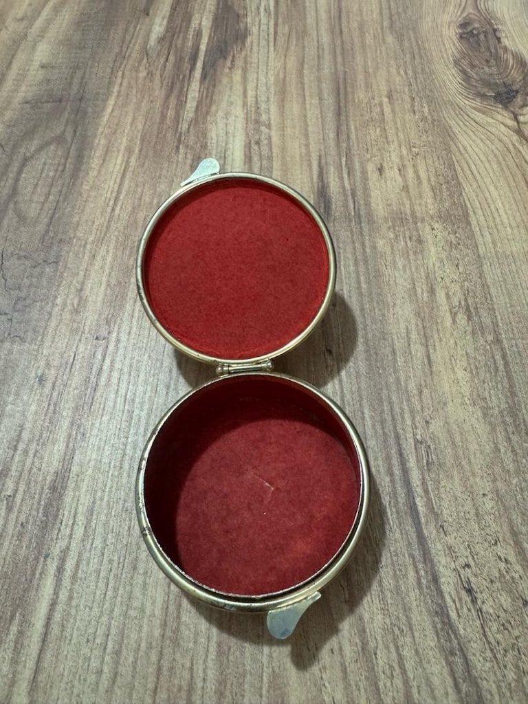 Vintage Retro Desenli & Gold Detaylı Metal Mücevher & Kadife Takı Kutu - 11