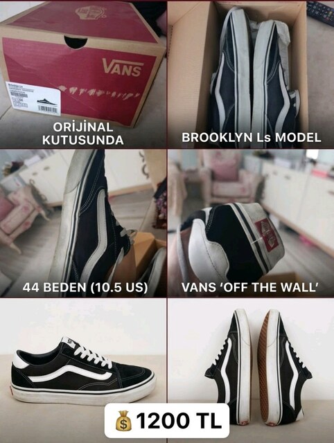 Erkek VANS BROOKLYN LS (SİYAH / BEYAZ) 44 numara