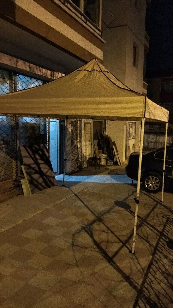 3X3 katlanabilir çardak 4 cephe kapalı fermuarli su geçirmez krem renk - 9