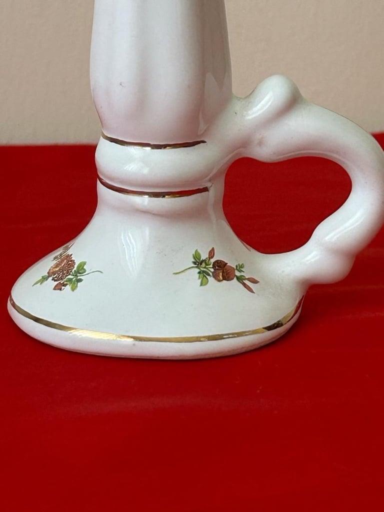 Vintage Porselen Kulplu Şamdan - 6