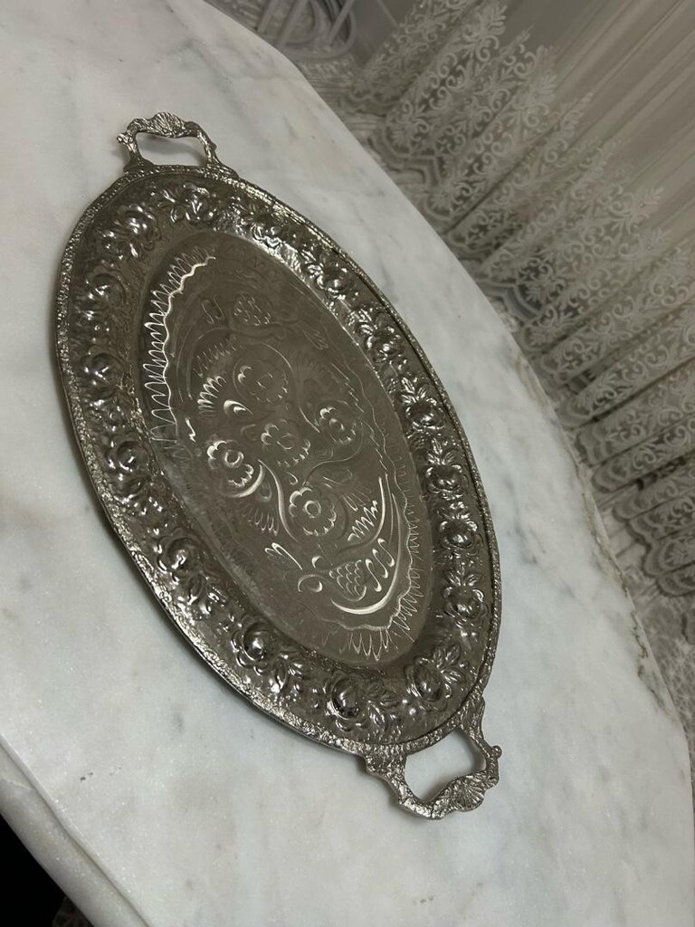 Vintage Oval Gümüş Kaplama Tepsi - 2