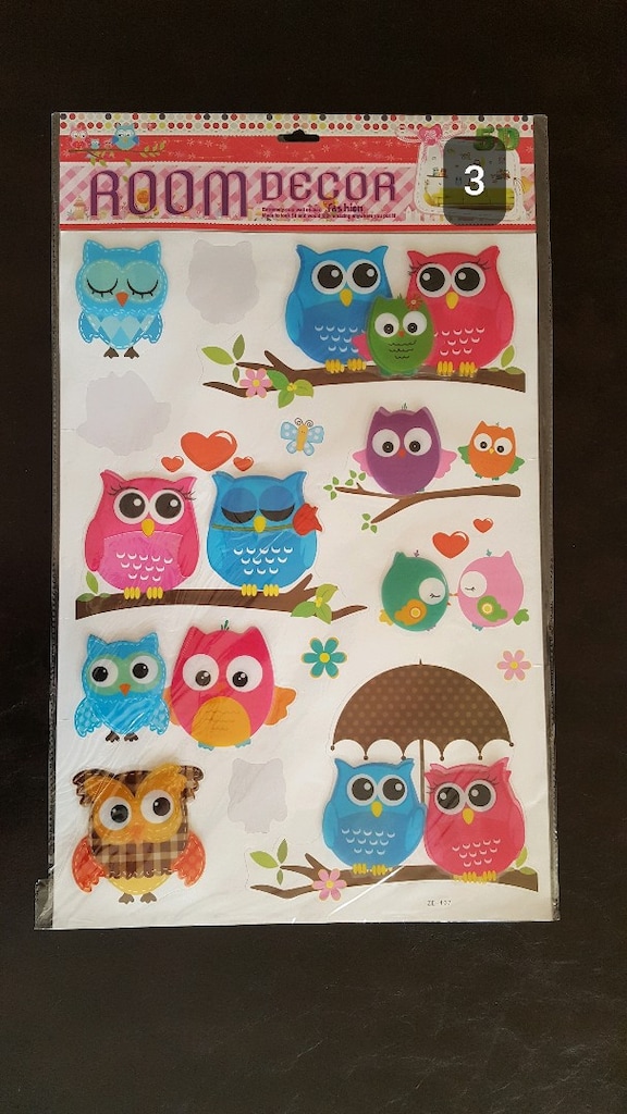 Renkli Baykuş Duvar Sticker Seti - 4