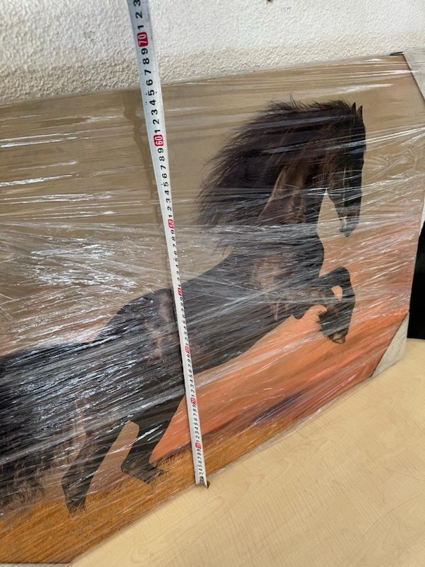 SIFIR Jelatinli Dekoratif Kanvas Tablo (90x60 cm) - Şahlanan Siyah At - 2