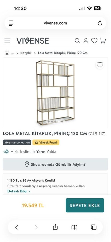 vivense metal pirinç kitaplık - 2