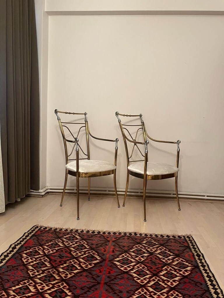 İtalyan pirinç krom sandalye - 13