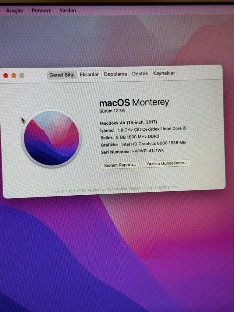 Apple MacBook Air 2017 - İ5 İşlemci , 128GB SSD - 2