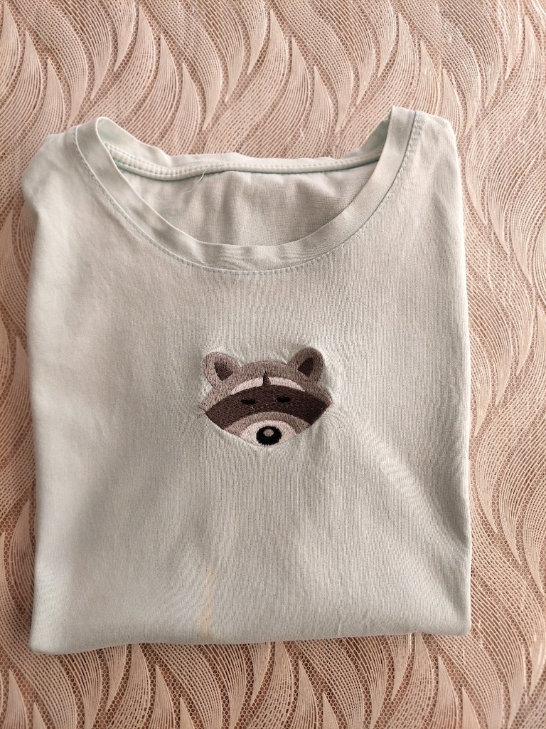Trendy Açık Mavi resim Baskılı Tişört - 8